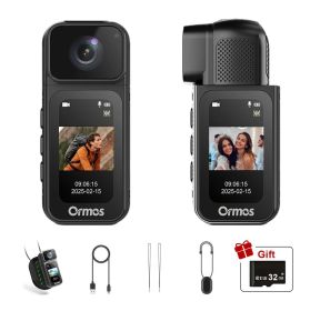 Ormos Mini Action Camera With 180 Degree Rotating Lens - 2.7K Ultra HD Thumb-Sized Camera, Magnetic Mount, WiFi APP Control, Portable Wearable Ca (Option: A1)