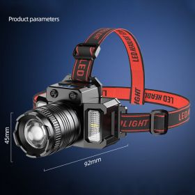 Headlamp Flashlight USB-C Rechargeable IPX4 Waterproof Super Bright For Hiking (Option: A)