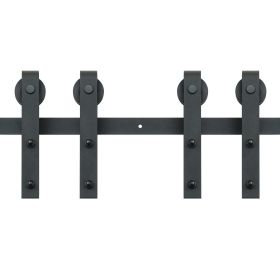 VEVOR 8FT Sliding Barn Door Hardware Kit, 330LBS Heavy Duty Barn Door Track Kit for Double Doors (Number of Doors: Double Door, Slide Rail Shape: J-Type)